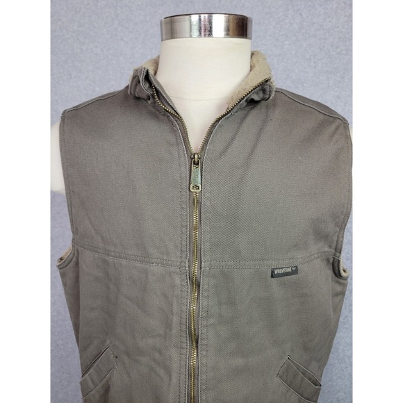 Wolverine Mens Upland Cotton‎ Canvas Twill Sherpa Lined Vest Jacket Taupe Large - Picture 2 of 11